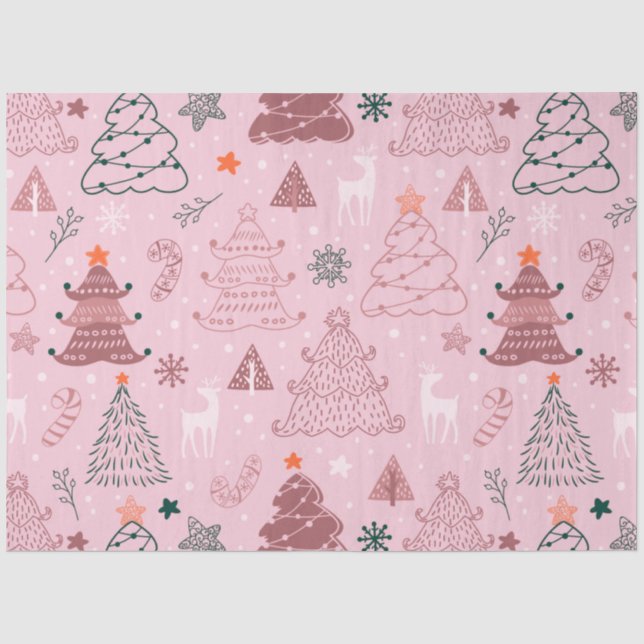 Papier Mousseline Noël Arbres Reindeer Sucres de canne Noël (Recto)