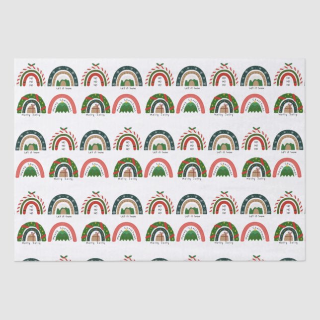 Papier Mousseline Noël Arc-en-ciel laissez neiger (Recto)