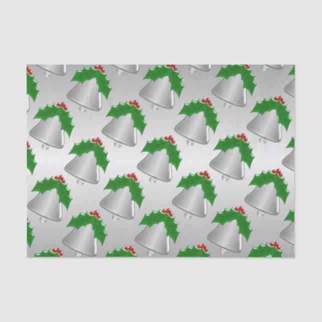 Papier Mousseline Noël argent Bell couleur argent (Recto)