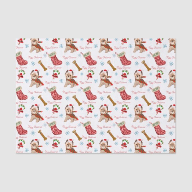 Papier Mousseline Noël avec Yorkie (Recto)