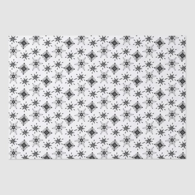 Papier Mousseline Noël Black Snowflakes Motif sans couture (Recto)