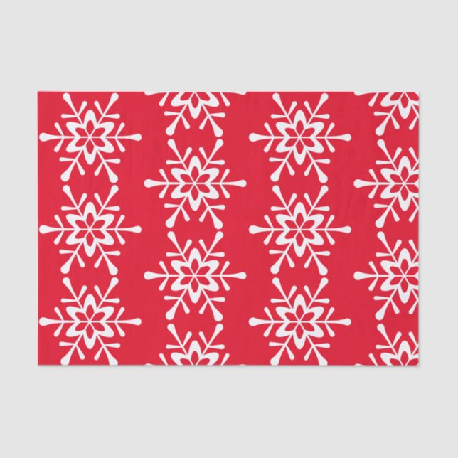 Papier Mousseline Noël blanc Flocon de neige rouge Barrière (Recto)