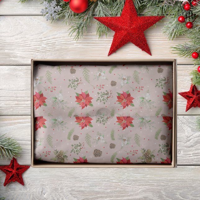 Papier Mousseline Noël botanique classique moderne Berry floral (Créateur téléchargé)