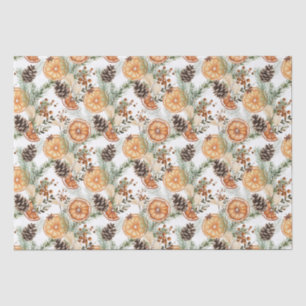 Papier Mousseline Noël botanique d'agrumes rustique