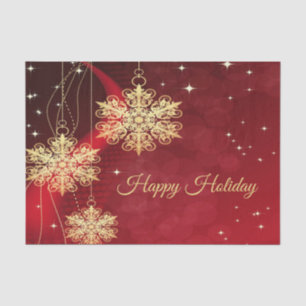Papier Mousseline Noël cadeau Red Golden Snowflakes Holiday