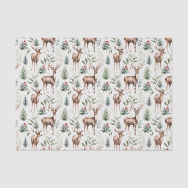 Papier Mousseline Noël Cerf Motif sans couture (Recto)