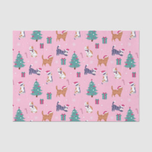 Papier Mousseline Noël Chats et arbres Motif de vacances