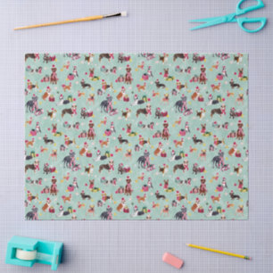 PAPIER MOUSSELINE NOËL CHIEN MIGNON MENTHE
