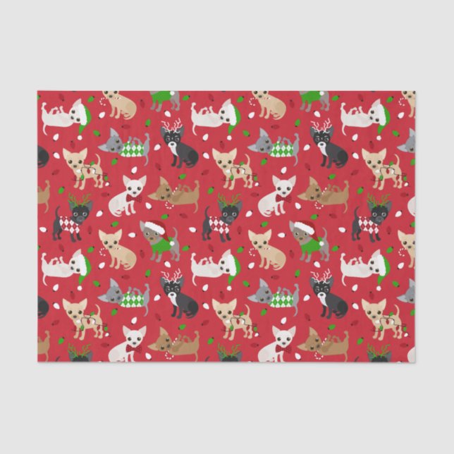 Papier Mousseline Noël Chihuahua Tous les manteaux (Recto)