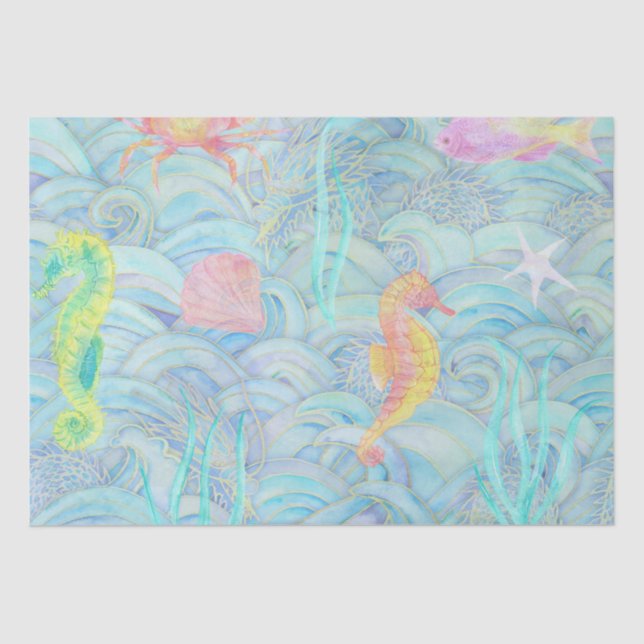 Papier Mousseline Noël côtier mignon Créatures sous-marines (Recto)