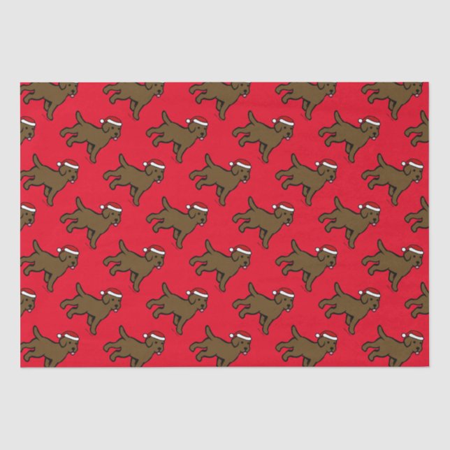 Papier Mousseline Noël de chiot de Labrador de chocolat (Recto)