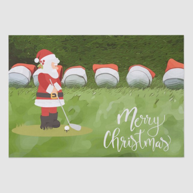 Papier Mousseline Noël de golf avec Boule de golf en vert   (Recto)