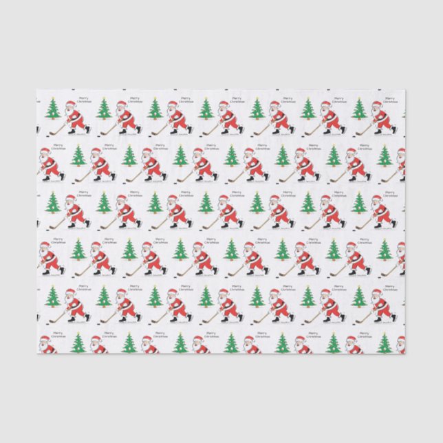 Papier Mousseline Noël de Hockey Père Noël (Recto)