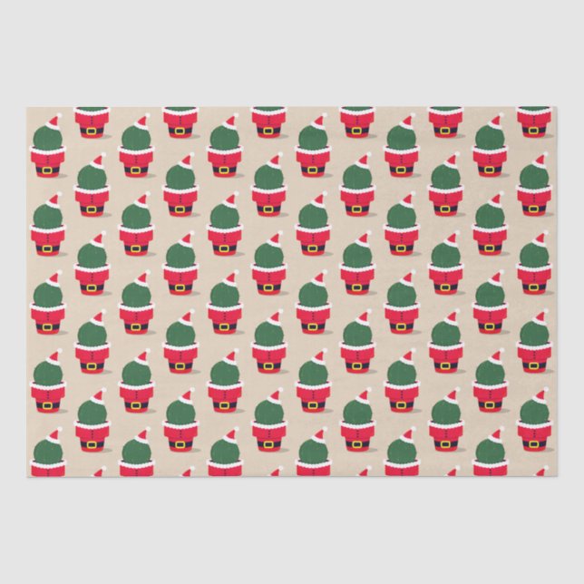 Papier Mousseline Noël de Noël de Noël de père Noël Cactus (Recto)