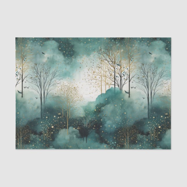 Papier Mousseline Noël des arbres verts (Recto)