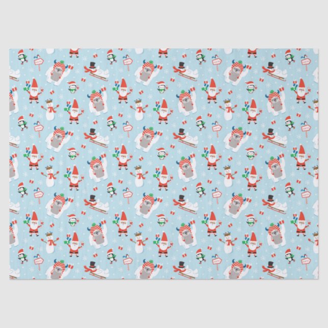 Papier Mousseline Noël des mignons enfants du pôle Nord (Recto)