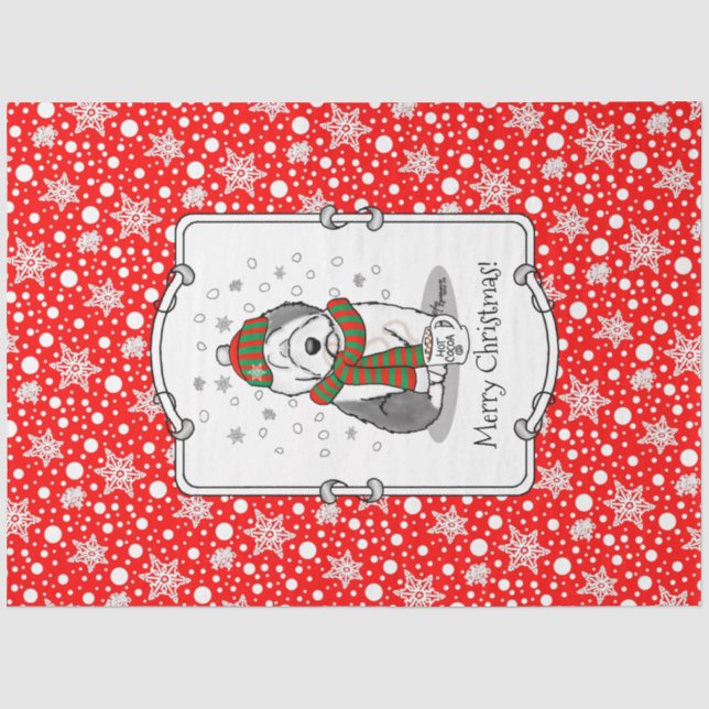 Papier Mousseline Noël d'hiver Vieux anglais Chien de mouton gris 1  (Recto)