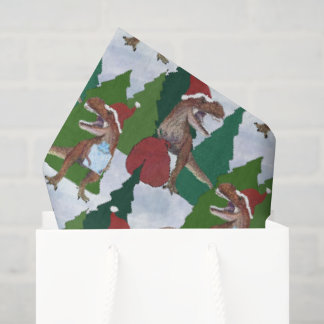 Papier Mousseline Noël dinosaure T-Rex Père Noël