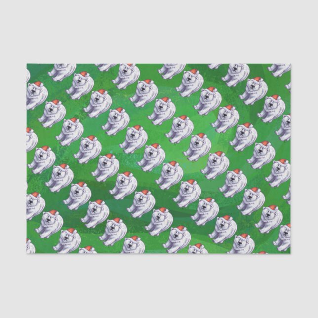 Papier Mousseline Noël d'ours blanc sur le vert (Recto)