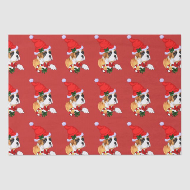 Papier Mousseline Noël du chien de boxe (Recto)