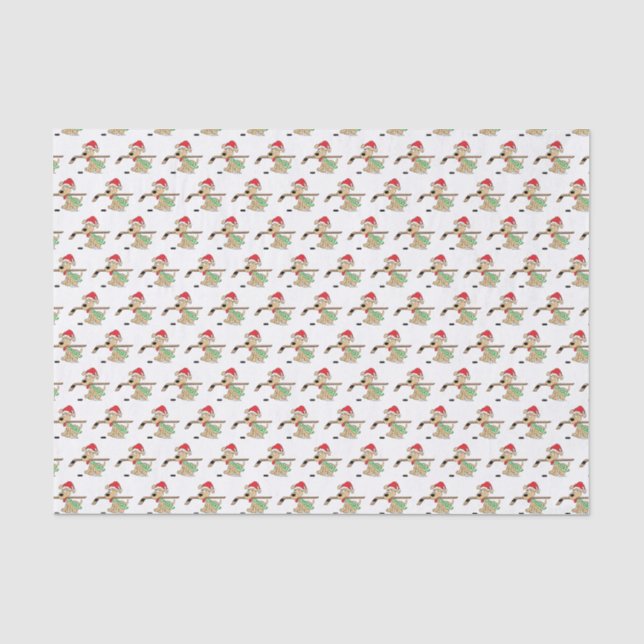 Papier Mousseline Noël du chien de hockey (Recto)