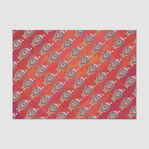 Papier Mousseline Noël du lion en rouge