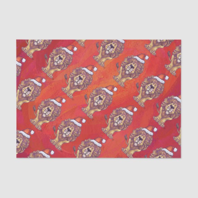 Papier Mousseline Noël du lion en rouge (Recto)