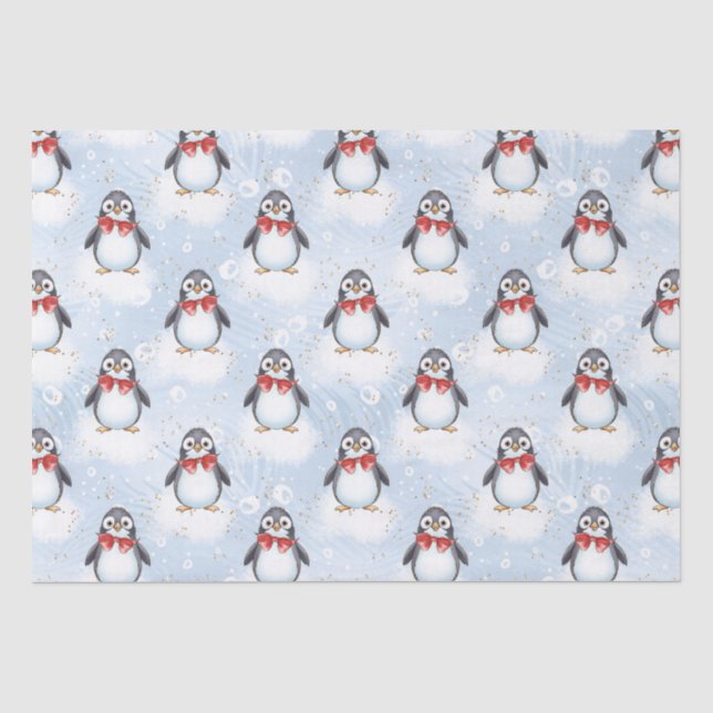 Papier Mousseline Noël du mignon pingouin (Recto)