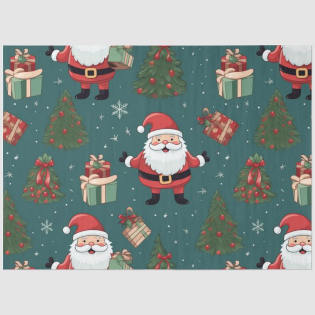 Papier Mousseline Noël du Père Noël Arbres cadeaux Noël (Recto)