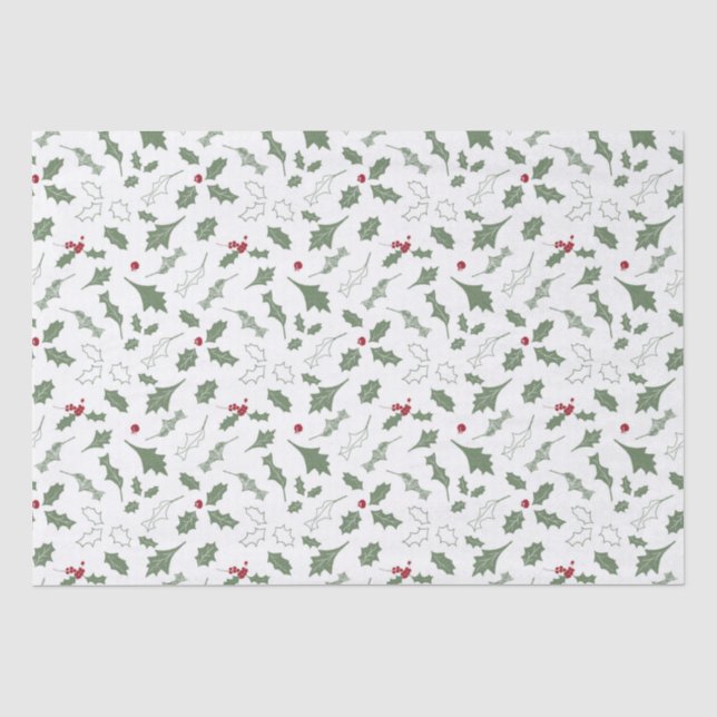 PAPIER MOUSSELINE NOËL ÉLÉGANT HOLLY (Recto)