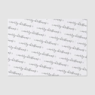 Papier Mousseline Noël Elégant noir blanc manuscrit personnalisé
