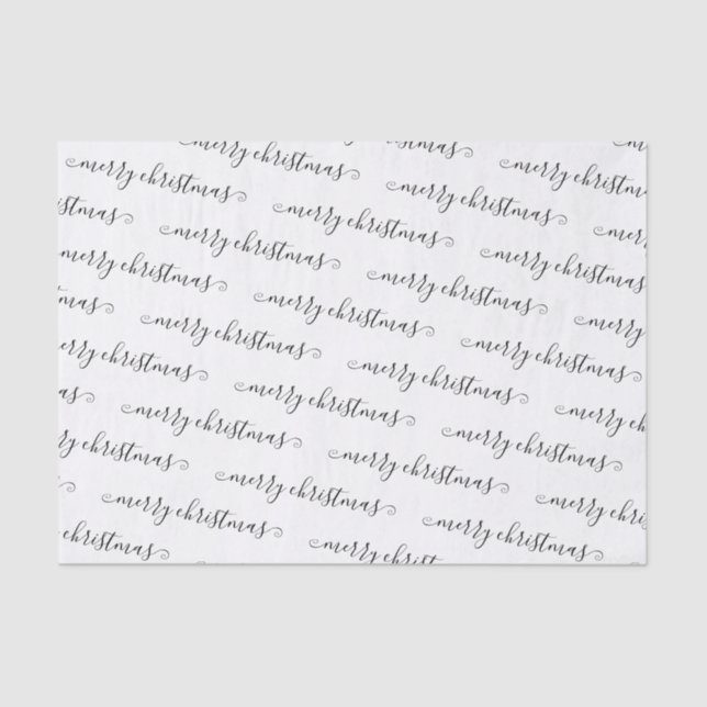 Papier Mousseline Noël Elégant noir blanc manuscrit personnalisé (Recto)
