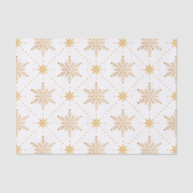 Papier Mousseline Noël élégant Patttern de flocons de neige d'or de (Recto)