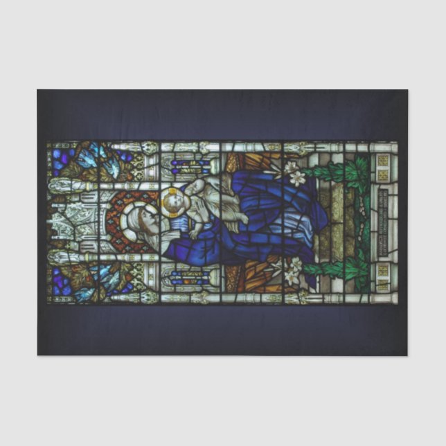 Papier Mousseline Noël en verre souillé de Madonna et d'enfant (Recto)