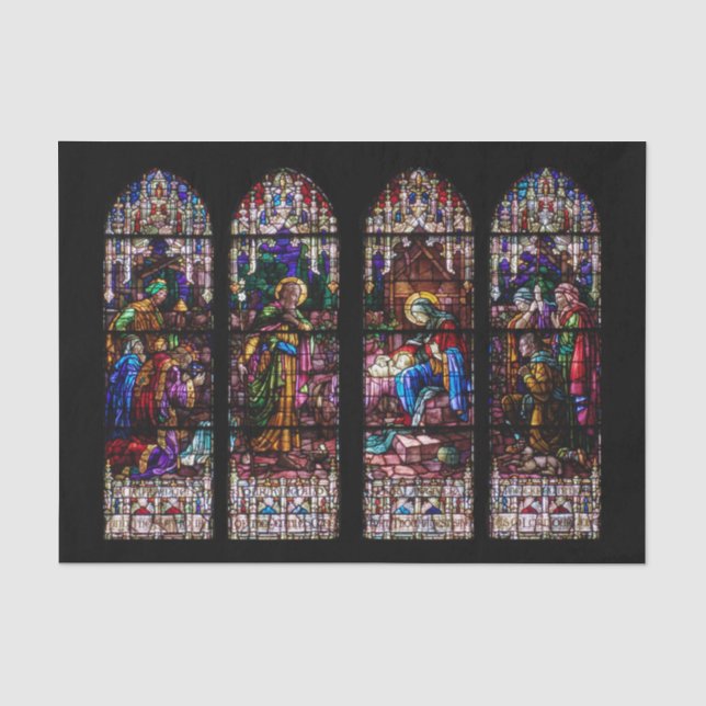Papier Mousseline Noël en verre souillé de nativité (Recto)