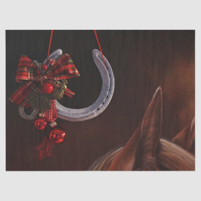 Papier Mousseline Noël équestre pendre en fer à cheval Photo (Recto)