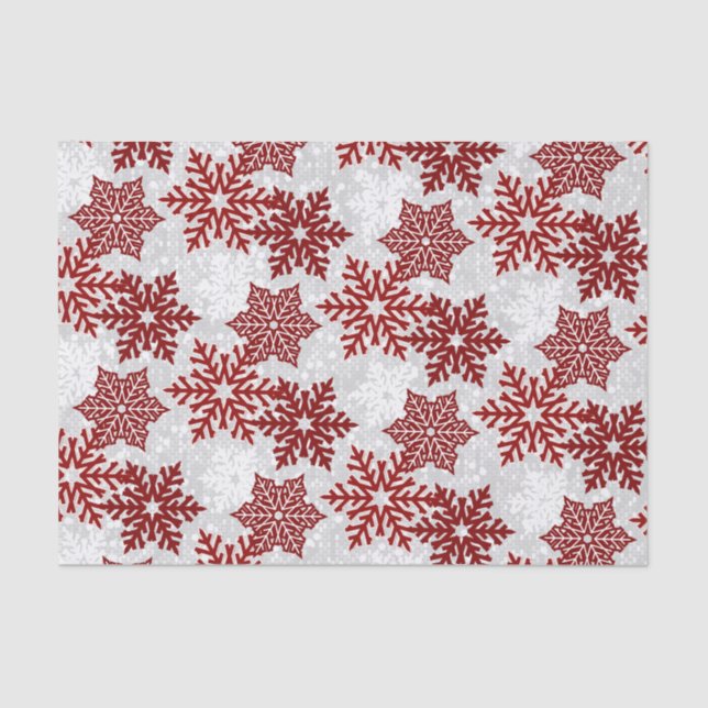 Papier Mousseline ⭐ Noël Étincelle Rouge ❄ Snowflakes (Recto)