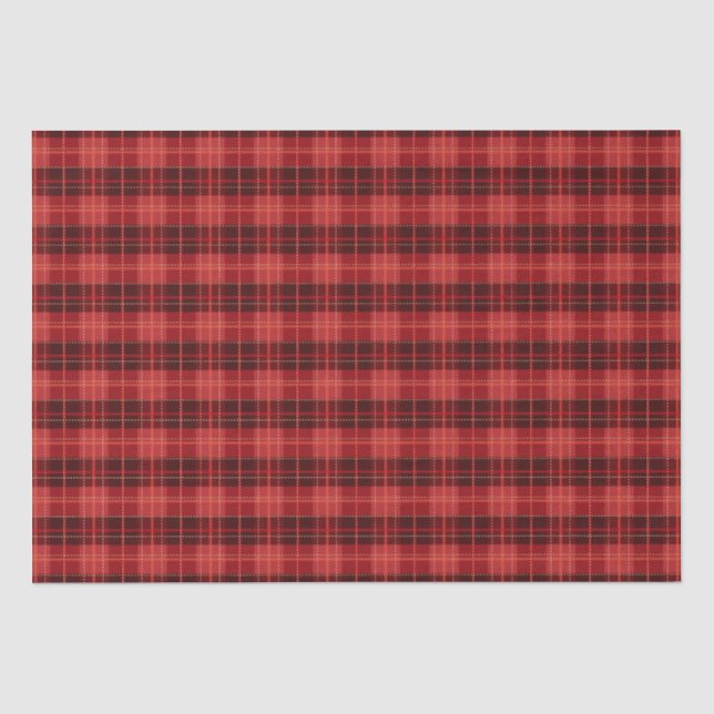 Papier Mousseline Noël Fêtes Rouge et Noir Plaid (Recto)