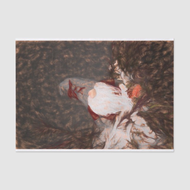 Papier Mousseline Noël Fêtes Rustique Vintage Gnome (Recto)