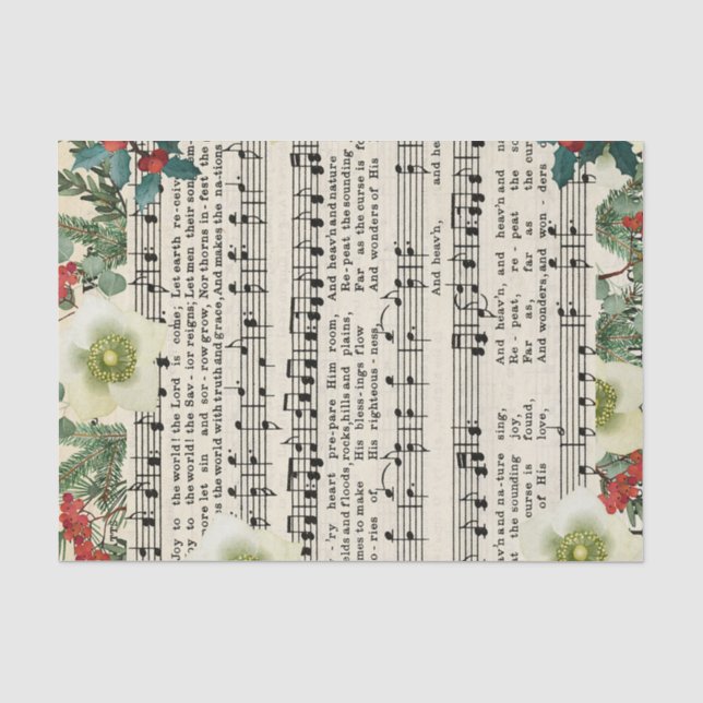 Papier Mousseline Noël Feuille religieuse Musique Tissu Papier (Recto)