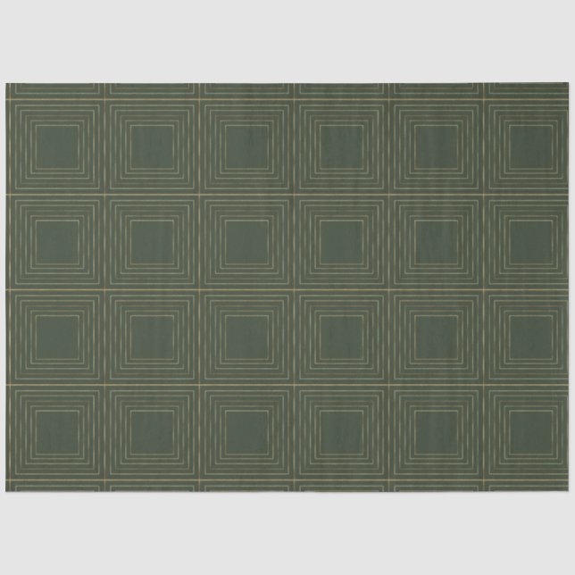 Papier Mousseline Noël Géométrique Vert Or Moderne (Recto)