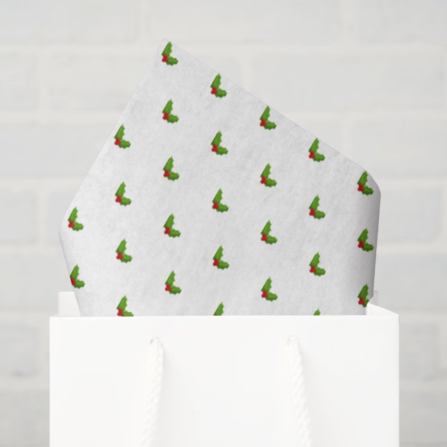 Papier Mousseline Noël Holly Motif Festif Cadeau Vacances (Sac cadeau)