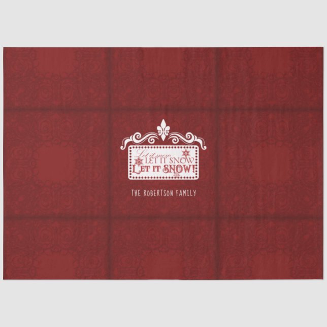 Papier Mousseline Noël laissez-la neige Typographie Rouge Blanc Fami (Recto)