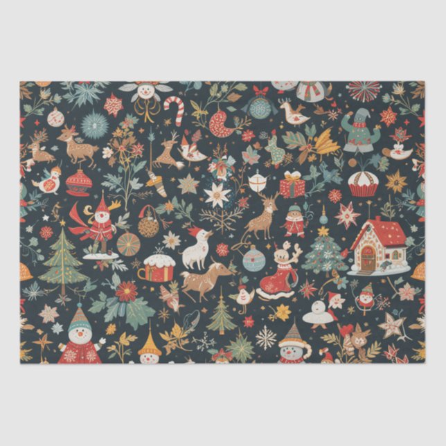 Papier Mousseline Noël 🎄 Motif Conception sur papier de tissus (Recto)