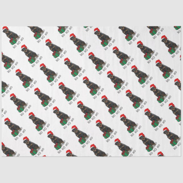 Papier Mousseline Noël Père Noël Casquette Rottweiler Chien Drôle (Recto)