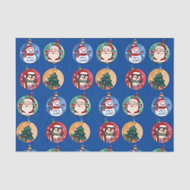 Papier Mousseline Noël Père Noël, Snowman, Reindeer (Recto)