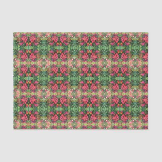 Papier Mousseline Noel Poinsettia peinture aquarelle originale (Recto)