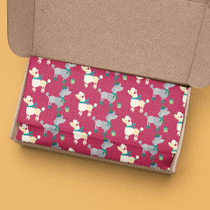 Papier Mousseline Noël Poodle Chien Motif de vacances