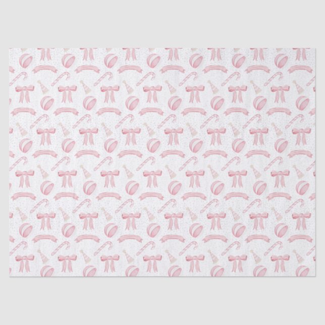 Papier Mousseline Noël rose bonbons Xmas pas de personnaliser arrièr (Recto)