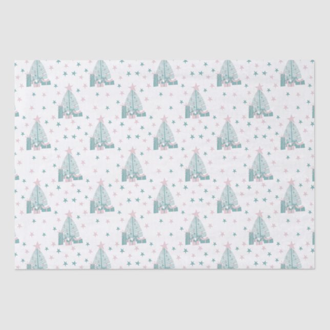 Papier Mousseline Noël rose et vert (Recto)